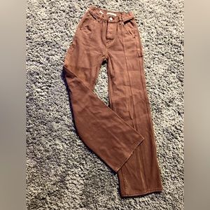 PacSun Women’s high rise flare cargo pant in brown. Size 22